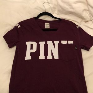 Maroon PINK v-neck T shirt